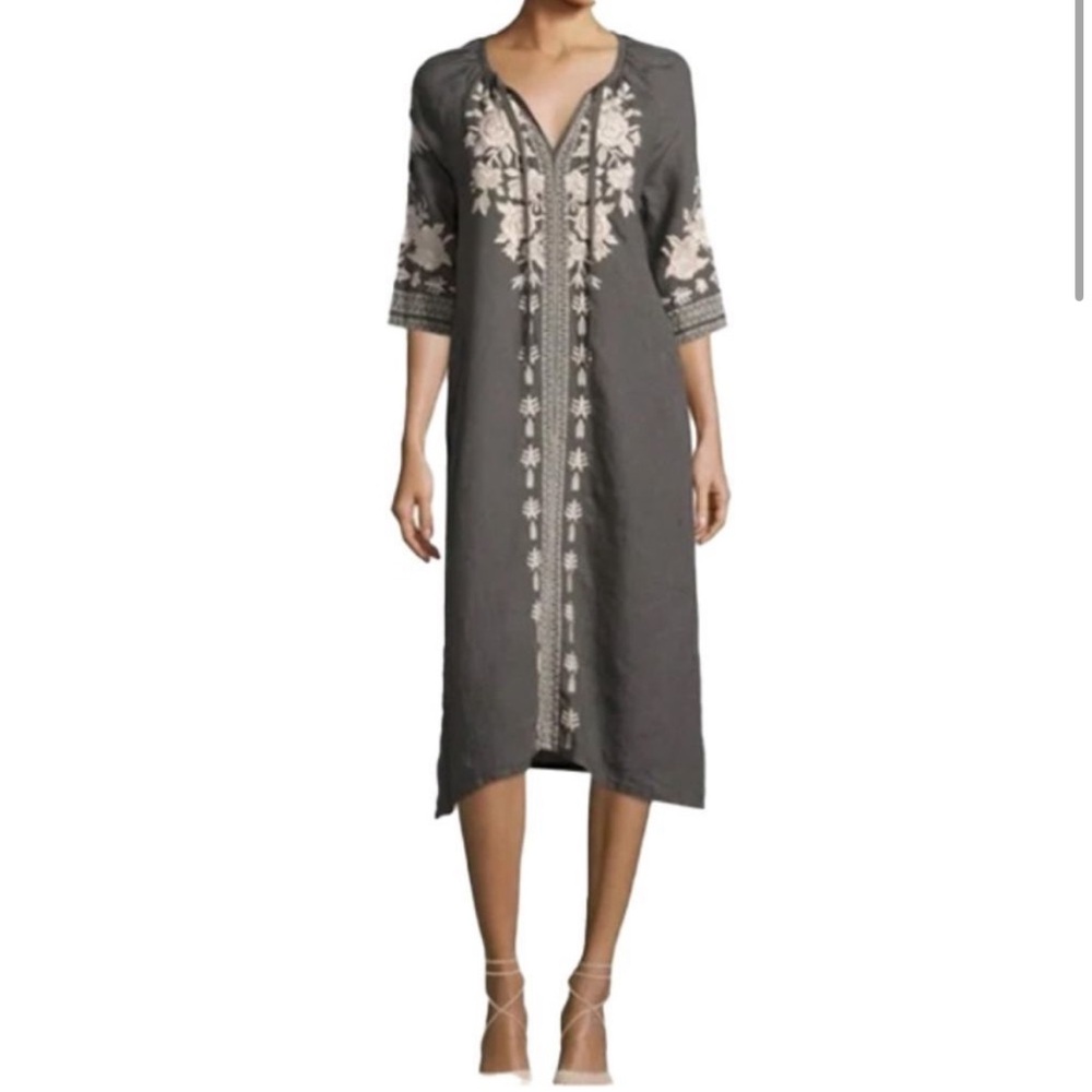 Johnny Was Linen Midi Carmelita Kaftan Tunic Dress Sz. Petite XS Gently Loved